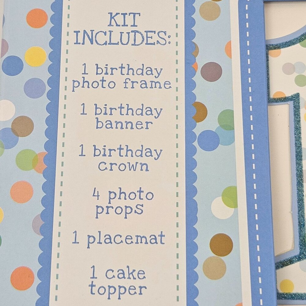Gibson First Birthday Photo Kit Frame Crown Banner Props Cake Topper Celebration - Picture 2 of 7